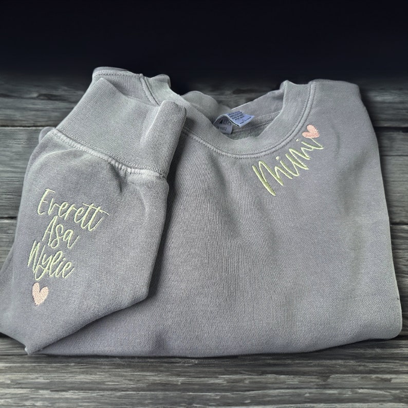 Custom Embroidered Mimi Sweatshirt with Grandkids Name