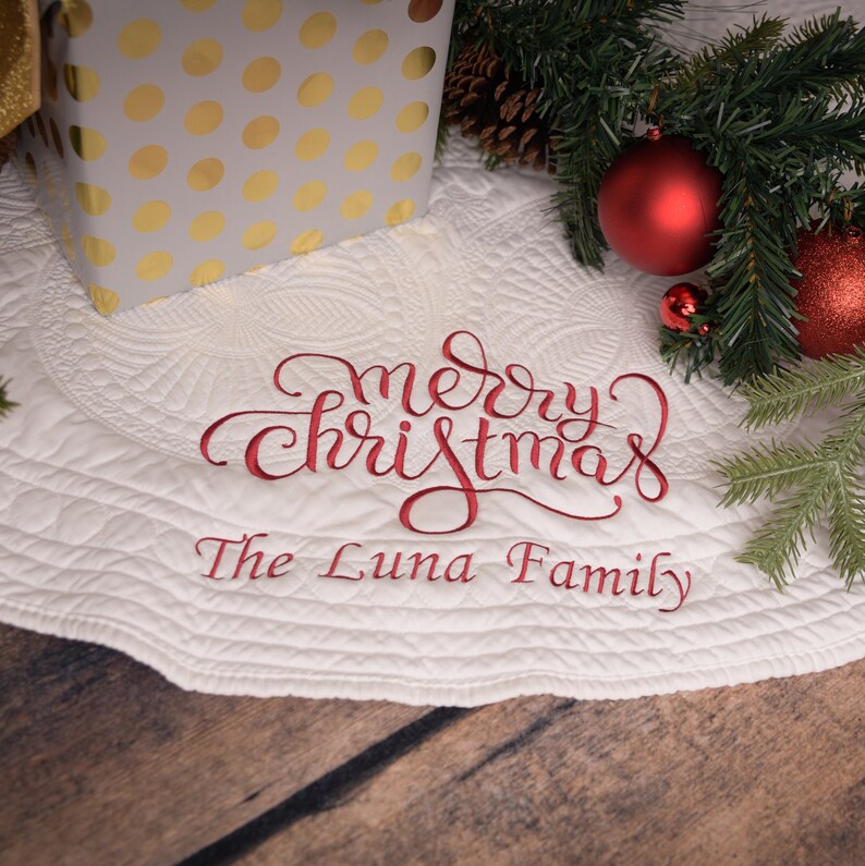 Personalized Embroidery Christmas Tree Skirt, Christmas Home Decor