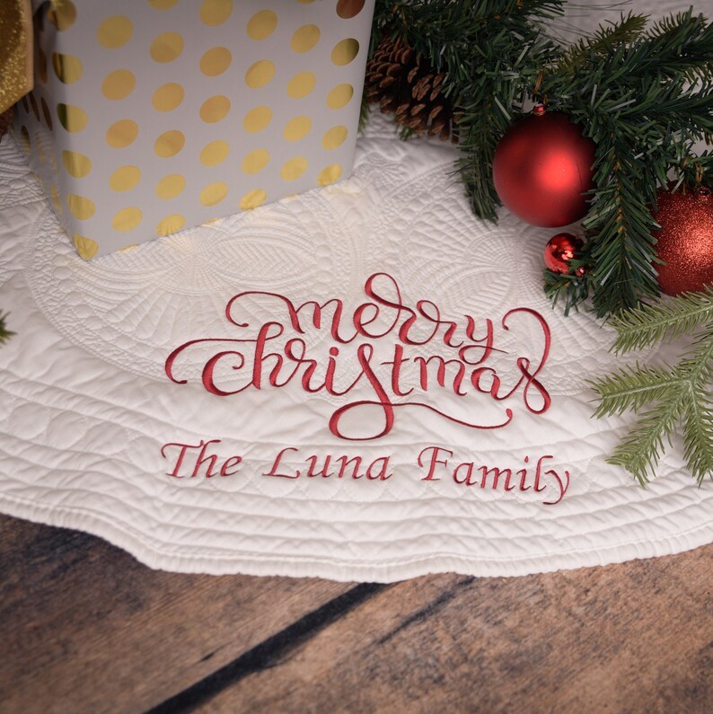 Personalized Embroidery Christmas Tree Skirt, Christmas Home Decor
