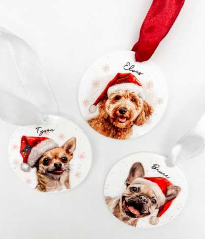 Christmas Dog Personalised Bauble,Christmas Tree Ornament,Pet Gift,Christmas Decoration