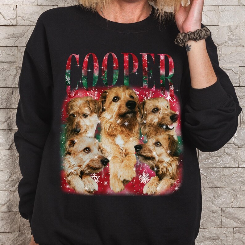 Custom Christmas Pet Photo Sweatshirt, Christmas Gift, Christmas Bootleg Shirt