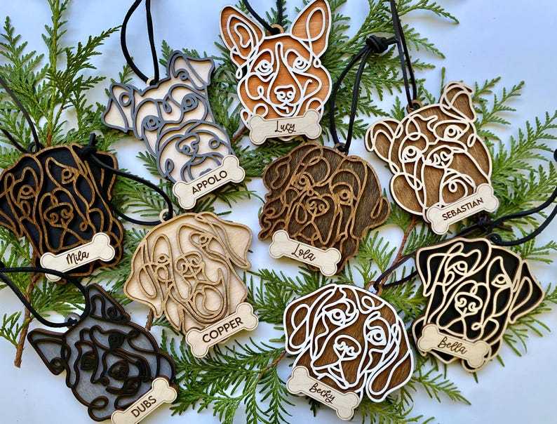 Personalized Line Drawing Pet Portrait Christmas Ornament