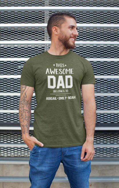 This awesome dad belongs to shirt, Personalized Dad Shirt