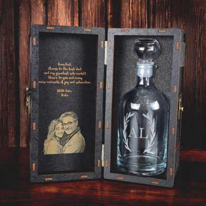 Personalized Photo Whiskey Decanter with Wooden Gift Box