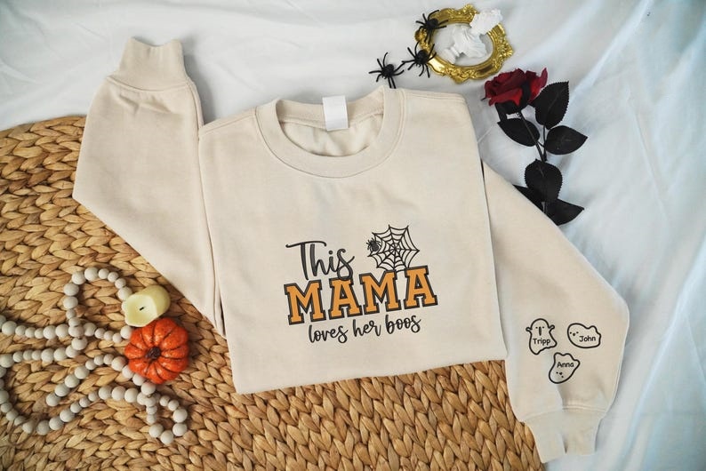 Custom Embroidered This Mama Loves Her Boos Sweatshirt