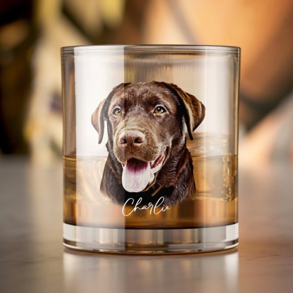 Custom Pet Bar Glass,  Pet Portrait Whiskey Glass