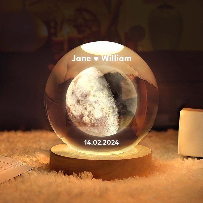 Personalized 2d Moon Phase Crystal Ball Night Light As A Souvenir Gift