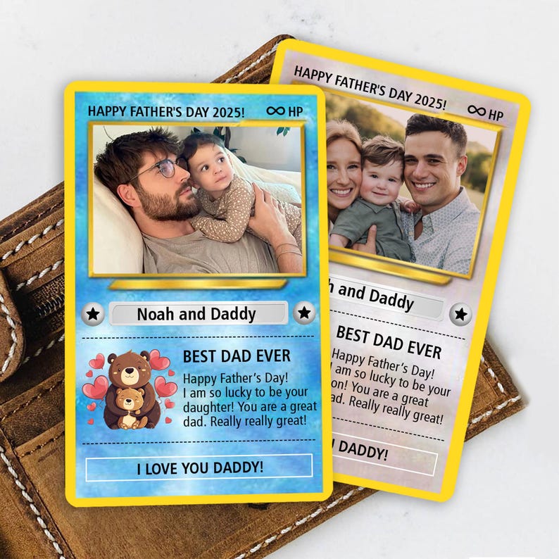 Custom Photo Pokemon Card, Pokemon Father's Day Card, Gifts For Dad, Best Dad Ever Wallet Card