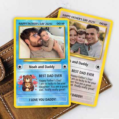 Custom Photo Pokemon Card, Pokemon Father's Day Card, Gifts For Dad, Best Dad Ever Wallet Card