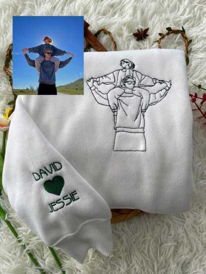 Custom Couple Photo Embroidered Sweatshirt