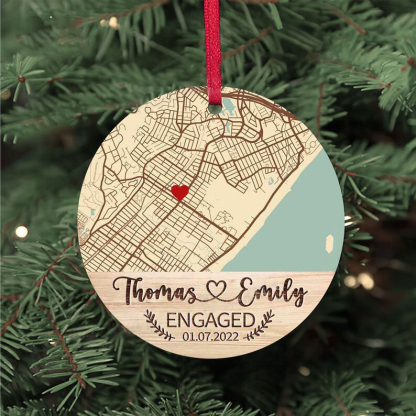 Custom Location Engaged Ornament – Personalized Photo Keepsake