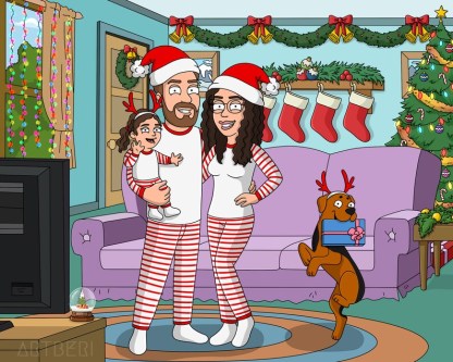 Personalized Family Portrait Photo Cartoon Illustration