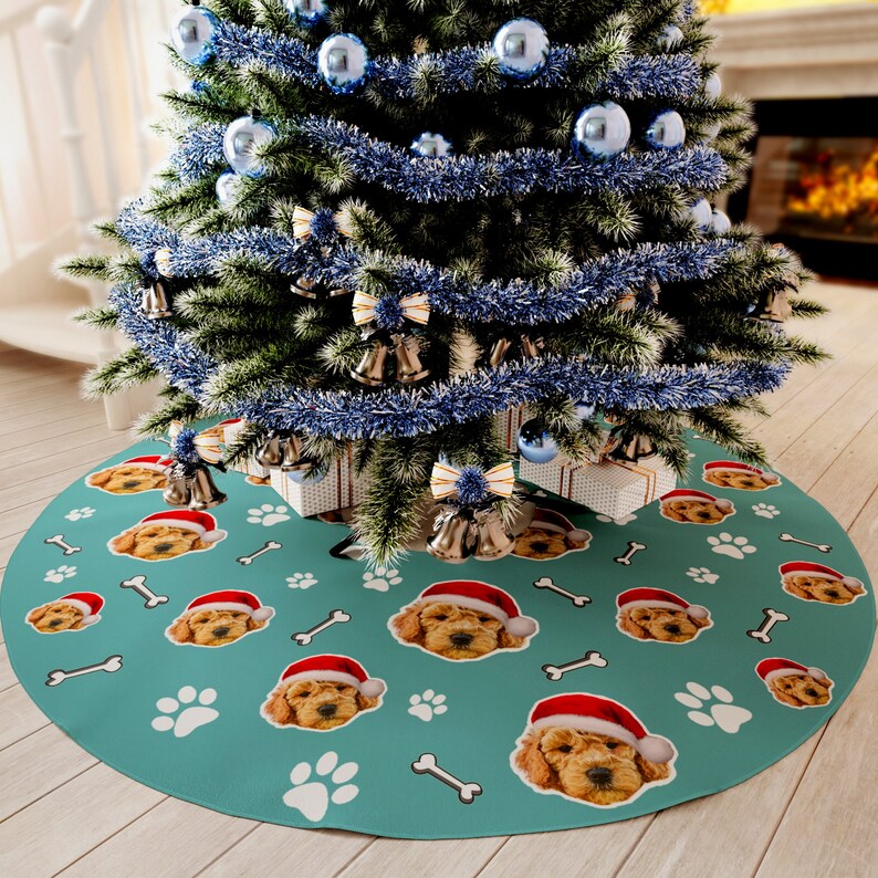 Custom Pet Face Christmas Tree Skirt, Christmas Home Decor