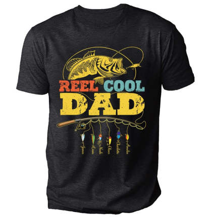 Personalized Reel Cool Dad Fishing Shirt, Vintage Dad Shirts