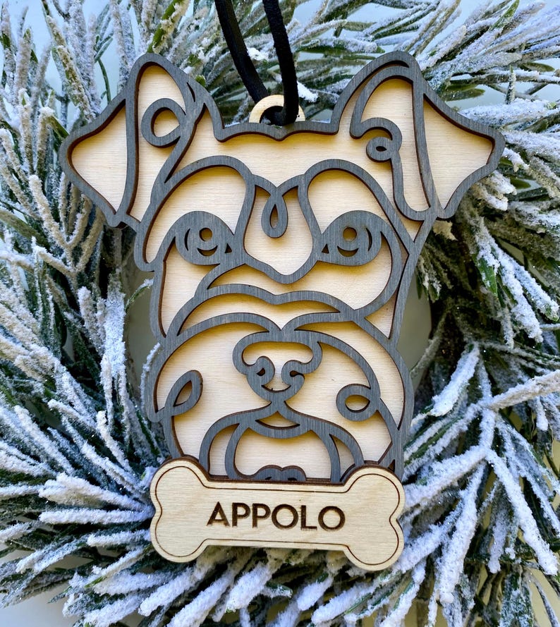 Personalized Line Drawing Pet Portrait Christmas Ornament