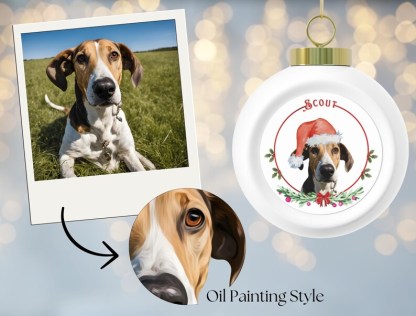 Personalized Pet Portrait Ball Ornament
