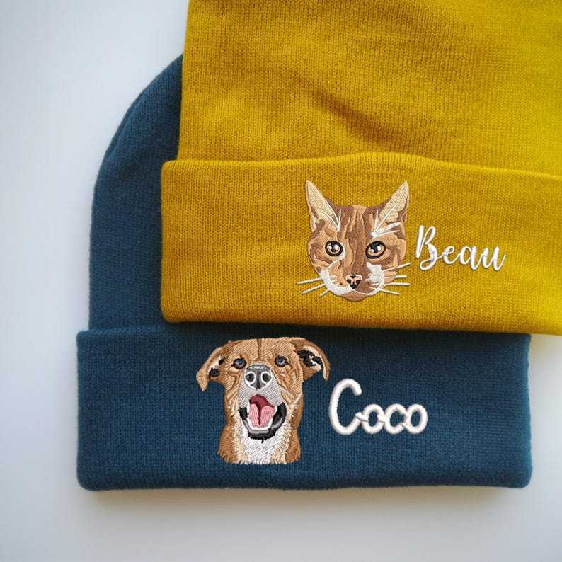 Custom Pet Portrait Embroidered Beanie