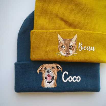 Custom Pet Portrait Embroidered Beanie