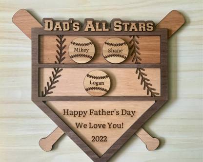 Personalized Dads/Grandpa/Father's Day/Baseball All Stars Home Plate Display