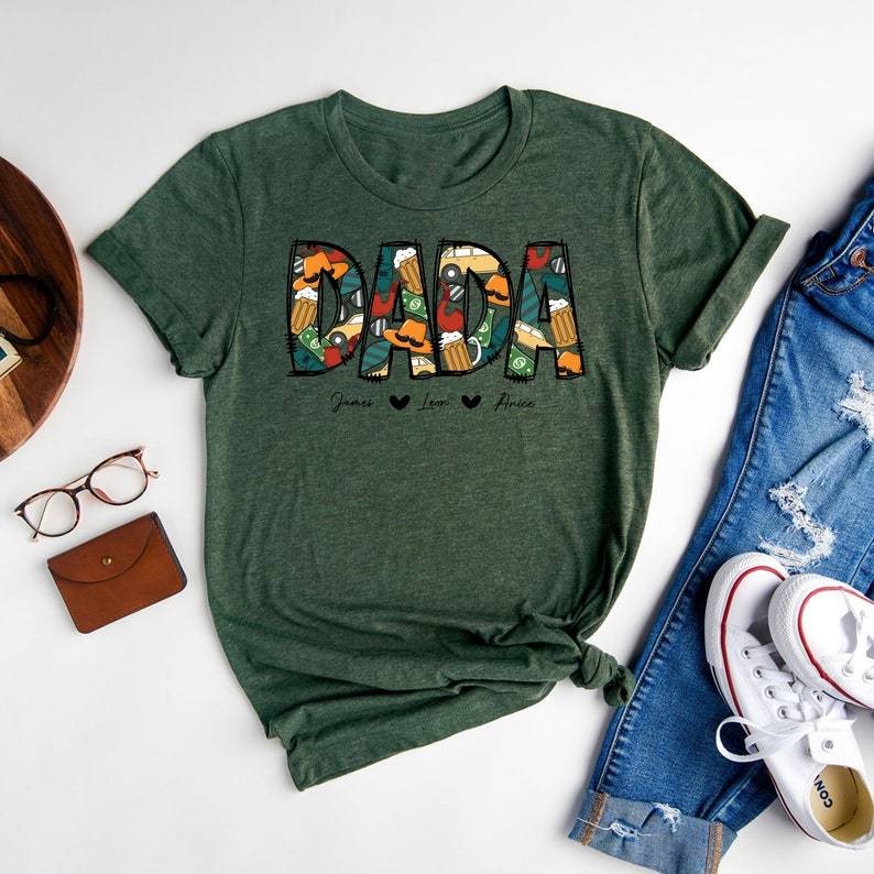 Custom Kids Names Dada Shirts,Personalized Father's Day Gift,Custom Dada Shirt with Children Name