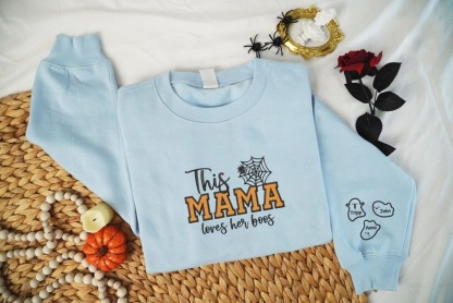 Custom Embroidered This Mama Loves Her Boos Sweatshirt