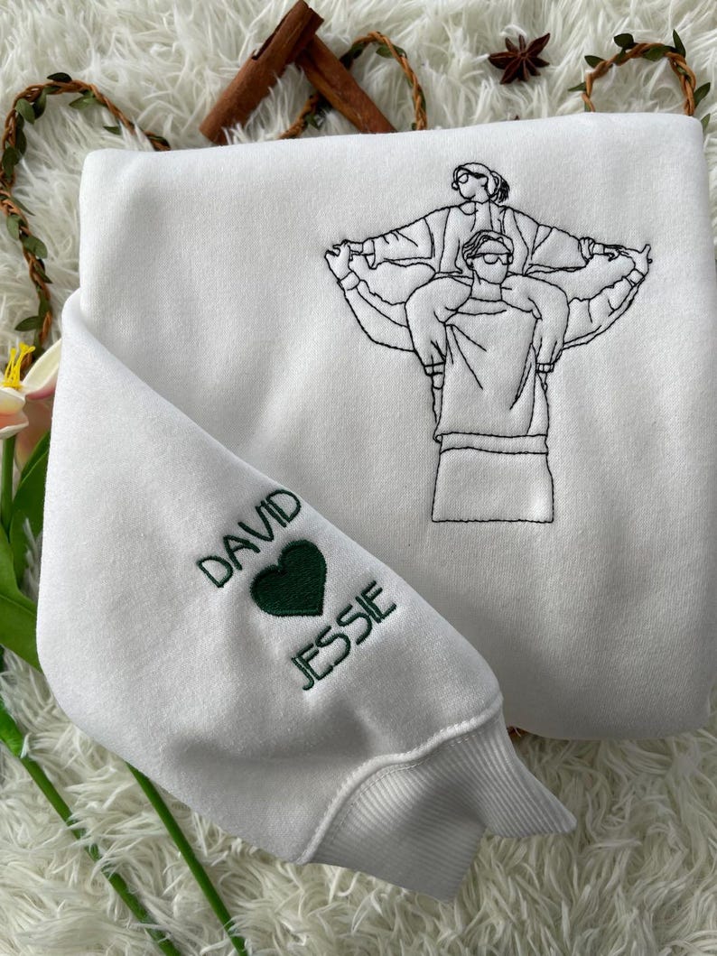 Custom Couple Photo Embroidered Sweatshirt