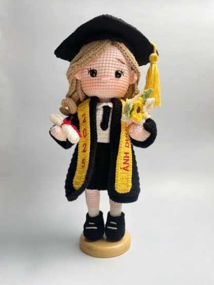 Custom Graduation Girl Crochet Doll – Personalized Graduation Memorial Gift For Her