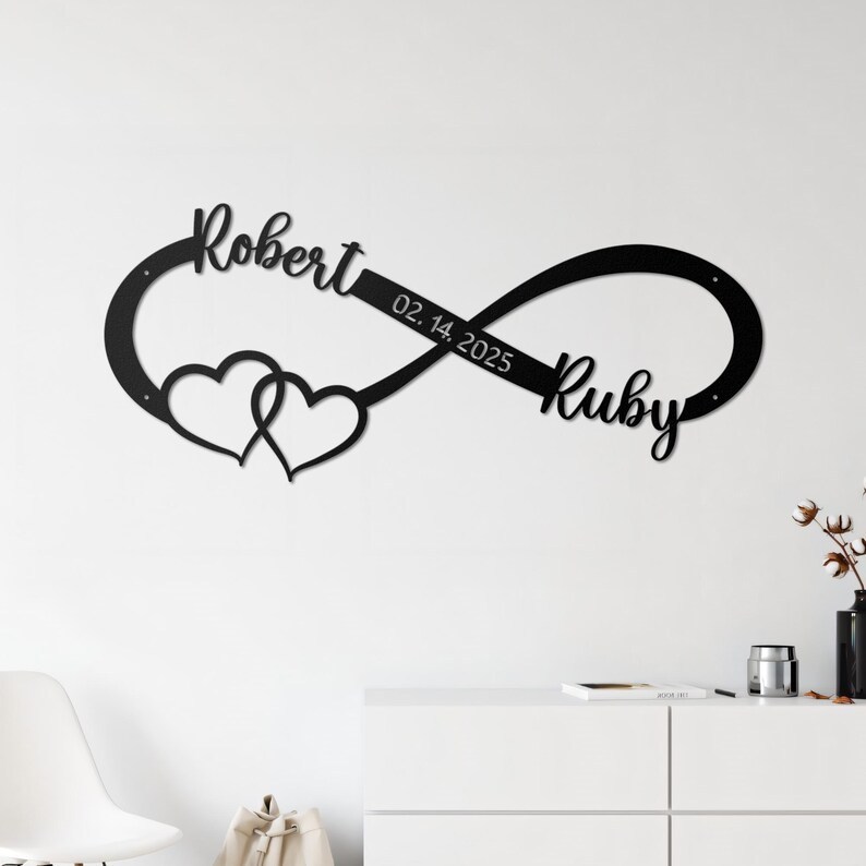 Custom Metal Wall Art, Personalized Wedding Gift for Couple
