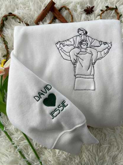 Custom Couple Photo Embroidered Sweatshirt