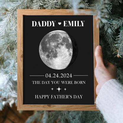 Custom Moon Phase by Date Wall Art Gift for New Dad