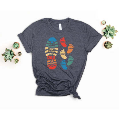 Personalized Dad And Kids Footprints Names Shirt, Dad and Kids Footprints Shirt