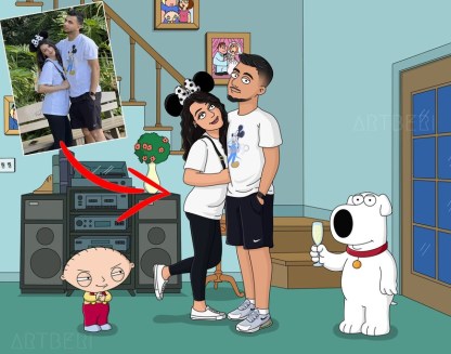 Personalized Family Portrait Photo Cartoon Illustration