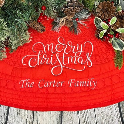 Personalized Embroidery Christmas Tree Skirt, Christmas Home Decor