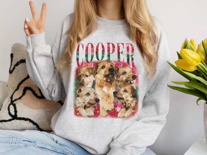 Custom Christmas Pet Photo Sweatshirt, Christmas Gift, Christmas Bootleg Shirt