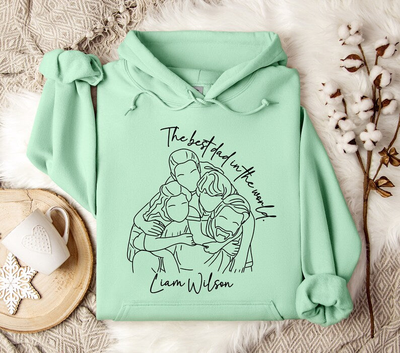 Custom "The best Dad in the world"Photo Sweatshirt With Kid's Name For Dad