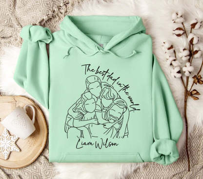 Custom "The best Dad in the world"Photo Sweatshirt With Kid's Name For Dad