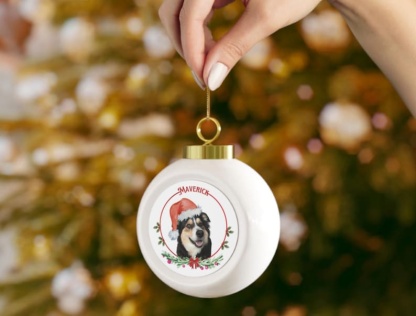 Personalized Pet Portrait Ball Ornament