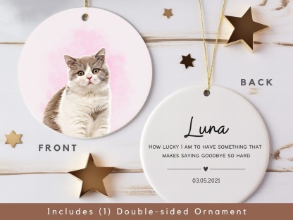 Personalized Pet Portrait Watercolor Ornament