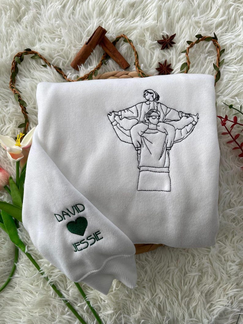 Custom Couple Photo Embroidered Sweatshirt