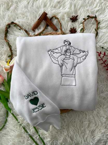 Custom Couple Photo Embroidered Sweatshirt