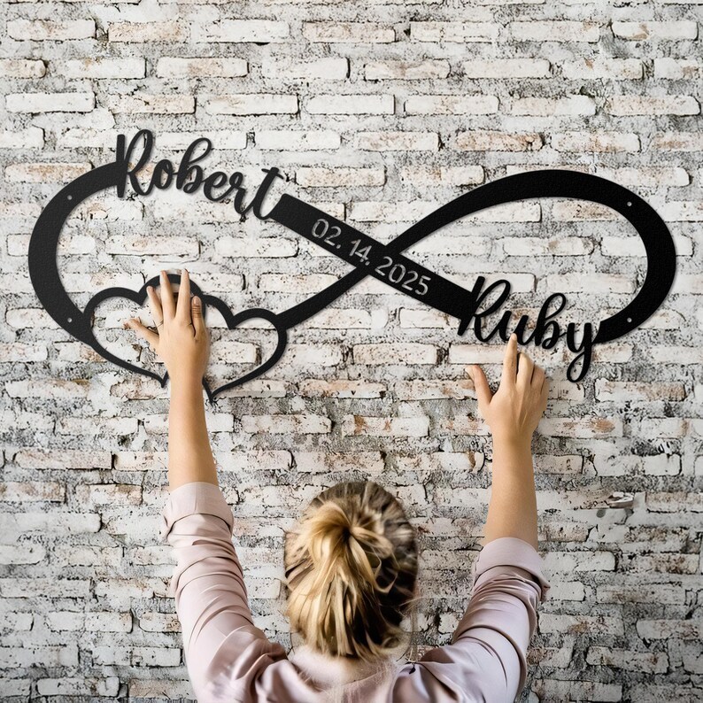 Custom Metal Wall Art, Personalized Wedding Gift for Couple