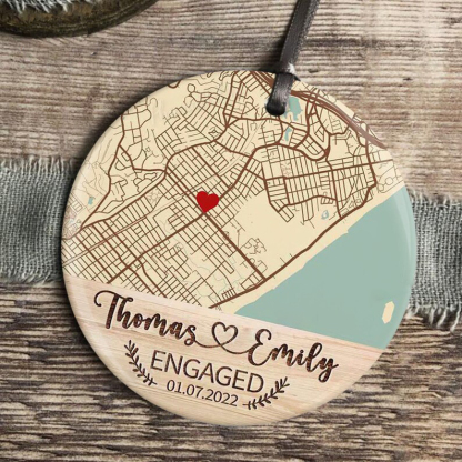 Custom Location Engaged Ornament – Personalized Photo Keepsake