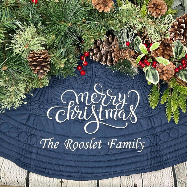 Personalized Embroidery Christmas Tree Skirt, Christmas Home Decor
