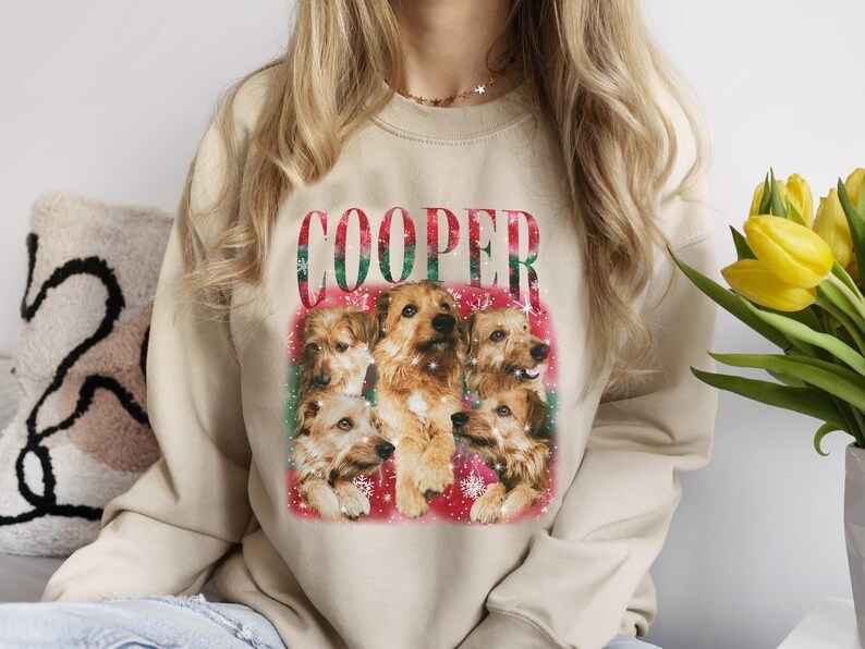 Custom Christmas Pet Photo Sweatshirt, Christmas Gift, Christmas Bootleg Shirt