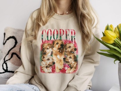 Custom Christmas Pet Photo Sweatshirt, Christmas Gift, Christmas Bootleg Shirt