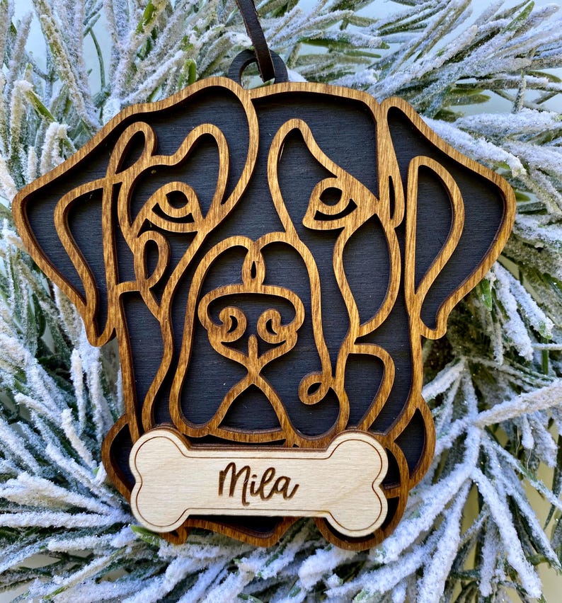 Personalized Line Drawing Pet Portrait Christmas Ornament