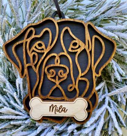 Personalized Line Drawing Pet Portrait Christmas Ornament