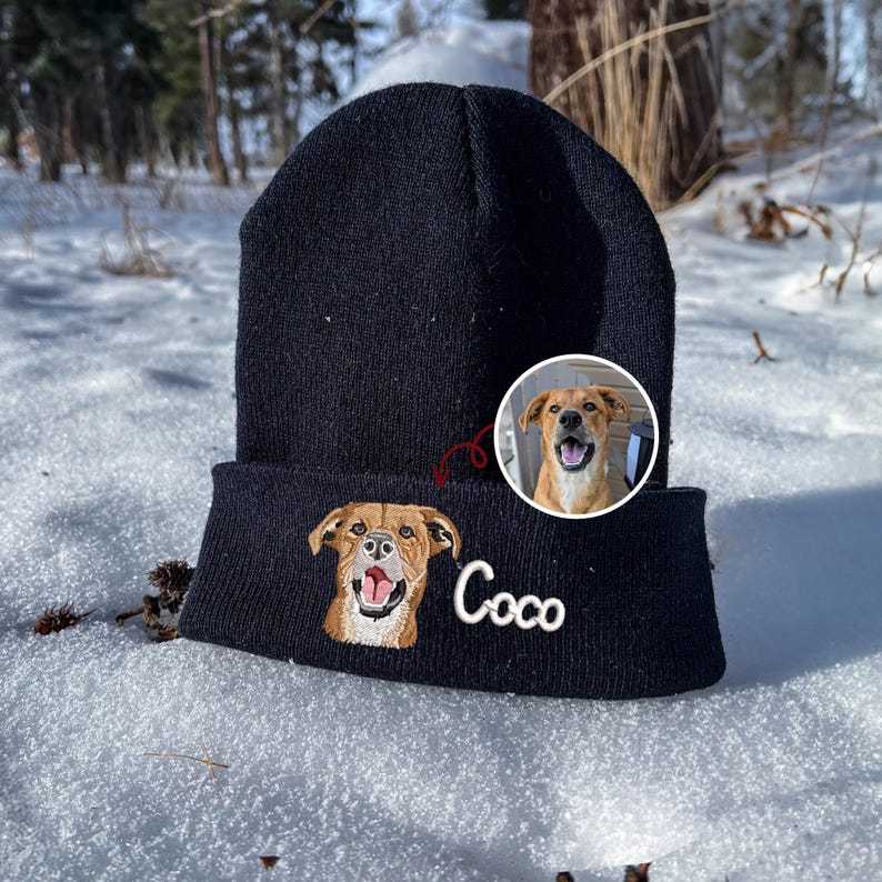Custom Pet Portrait Embroidered Beanie