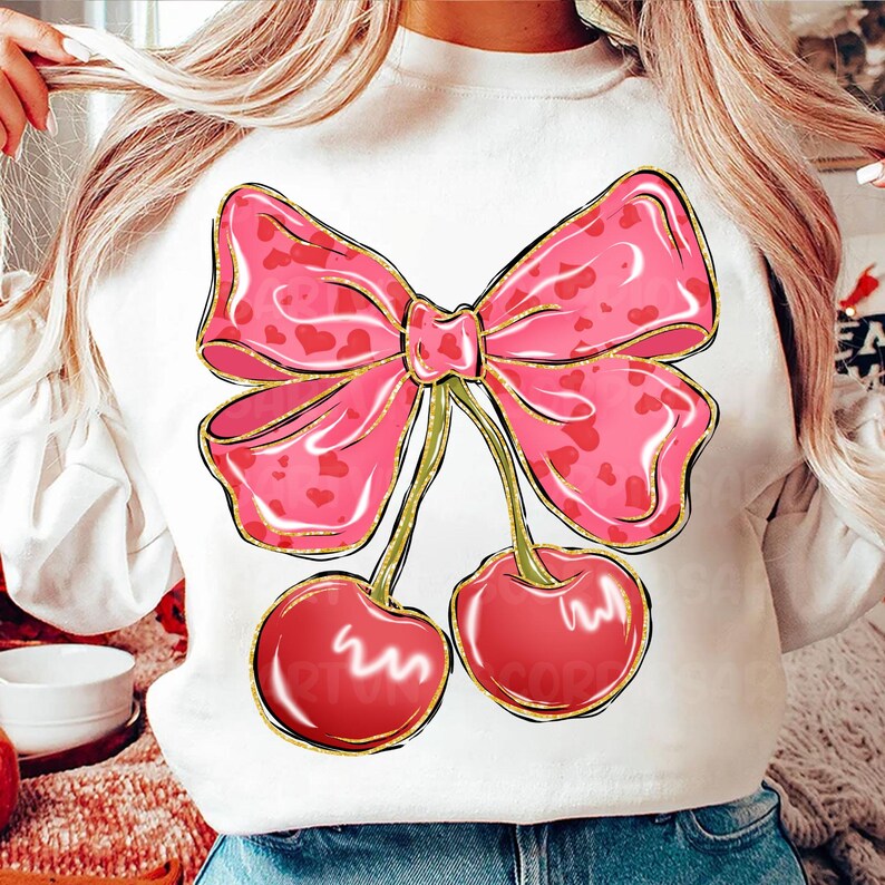 Love You Cherry Much Pink Valentine Coquette Heart Sweatshirt