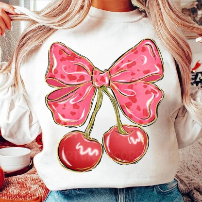 Love You Cherry Much Pink Valentine Coquette Heart Sweatshirt